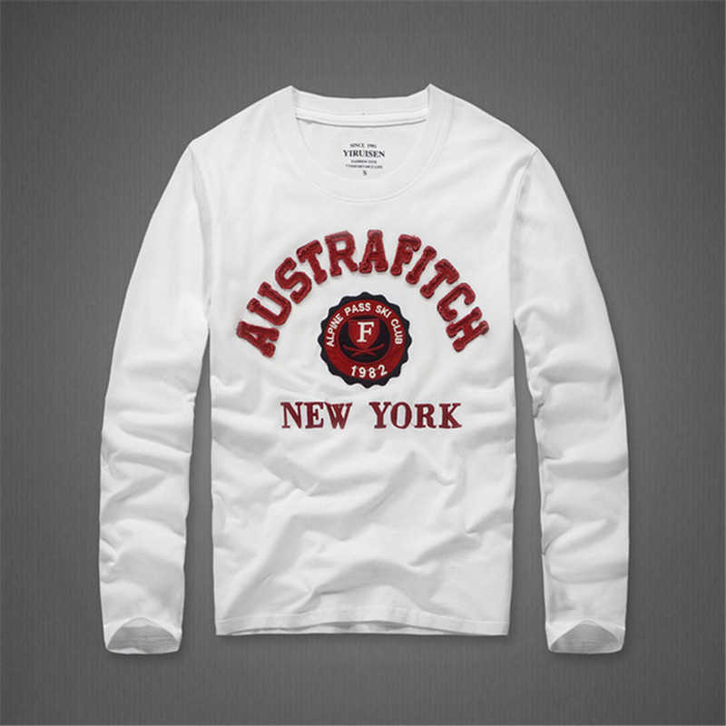 T shirt men 100% cotton embroidery long sleeve Tshirts O-Neck tops high quality 210707
