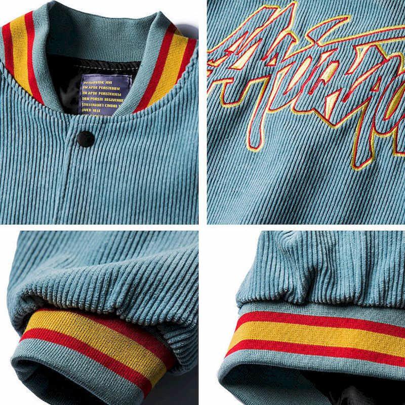 Men's Jackets Korean Fashion Corduroy Baseball Jacket Men Women Hip Hop Letter Embroidered Streetwear Retro Bomber Coats Varsity