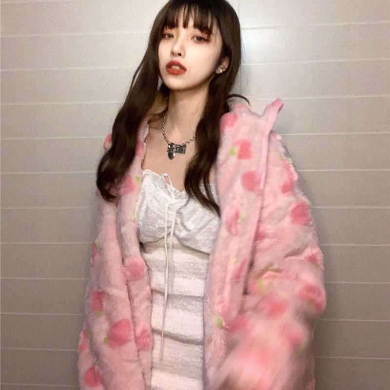 Pink Kawaii Zip Up Harajuku Hoodie Women Cute Long Sleeve Jacket Sweatshirt Y2k Aesthetic Winter Clothes Kpop Korean Fashion 211008