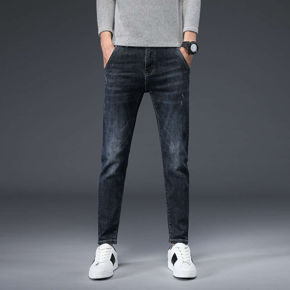 Autumn and winter ordinary micro elastic young cotton denim trousers dark blue slim business leisure wash waist Plush men's wear 
Autumn and winter ordinary micro elastic young cotton denim trousers dark blue slim business leisure wash waist Plush men's wear