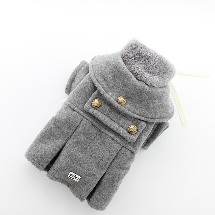 Dog Apparel Warm Winter Jacket Double-sided Woolen Coat Cat Clothes Bichon Detachable Neck Faux Fur XS S M L XL