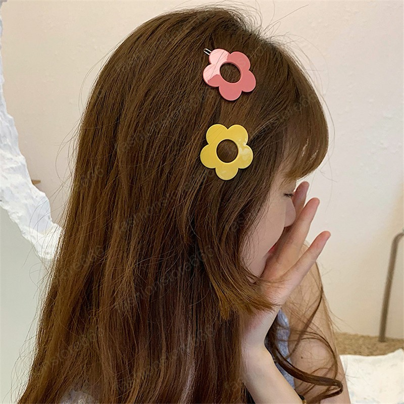 Colorful Resin Hair Clips Flower Barrette Sweet Hairgrips Geometry Hairpin for Women Girls Hair Accessories