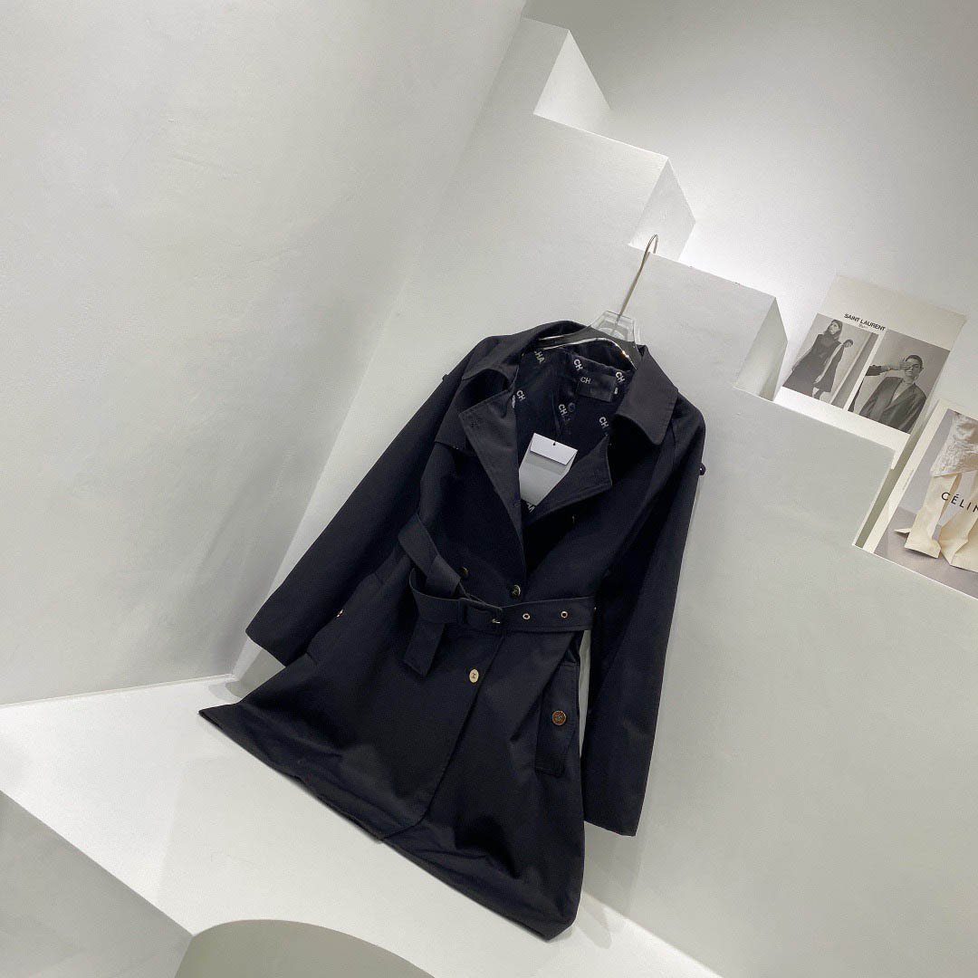 Women' Trench Coats the same insta-style classic double-breasted mid-length dust coat with LOGO lettered print lining, Black
Women' Trench Coats the same insta-style classic double-breasted mid-length dust coat with LOGO lettered print lining, Black