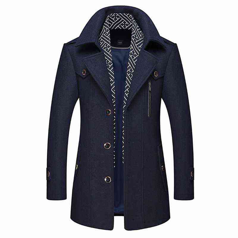 Men's Woolen Coat Autumn Winter Wool Blends Men Jacket Coats Windproof Warm Windbreaker Overcoats High Quality Male Tops 211122