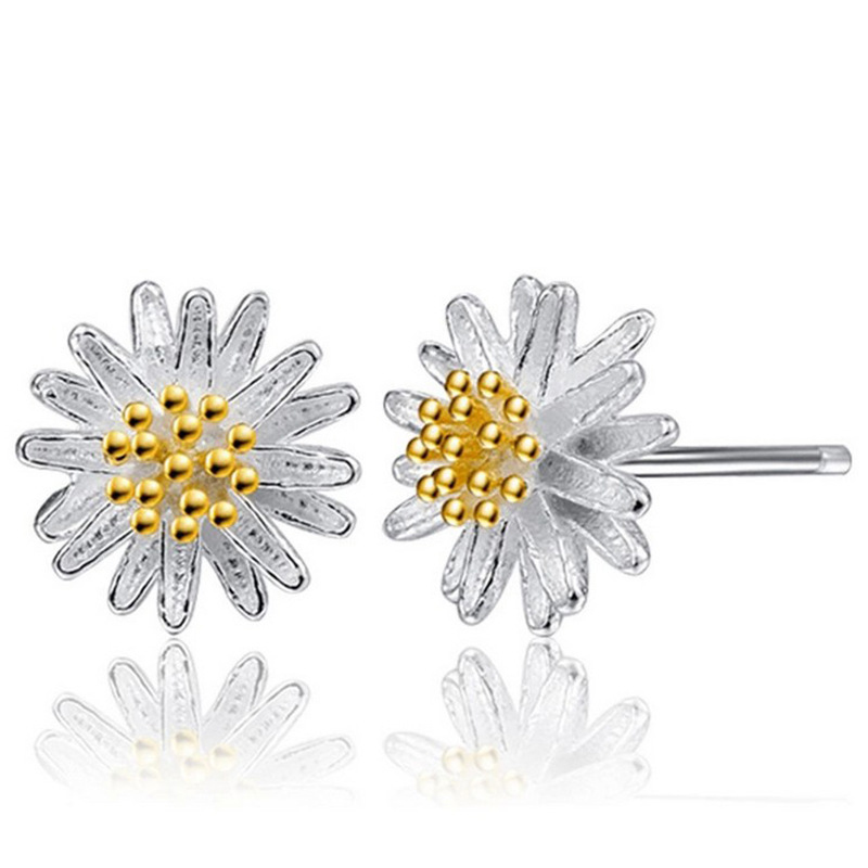 Real 925 Silver Stud Earrings For Girl Fashion Jewelry Wedding Gift Crystal Moon Star