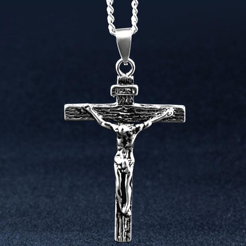 Pendant Necklaces Cross Necklace Men Jesus Stainless Steel Chain Men's Accessories Metal Chains Jewelry Steampunk Gifts, Silver 
Pendant Necklaces Cross Necklace Men Jesus Stainless Steel Chain Men's Accessories Metal Chains Jewelry Steampunk Gifts, Silver