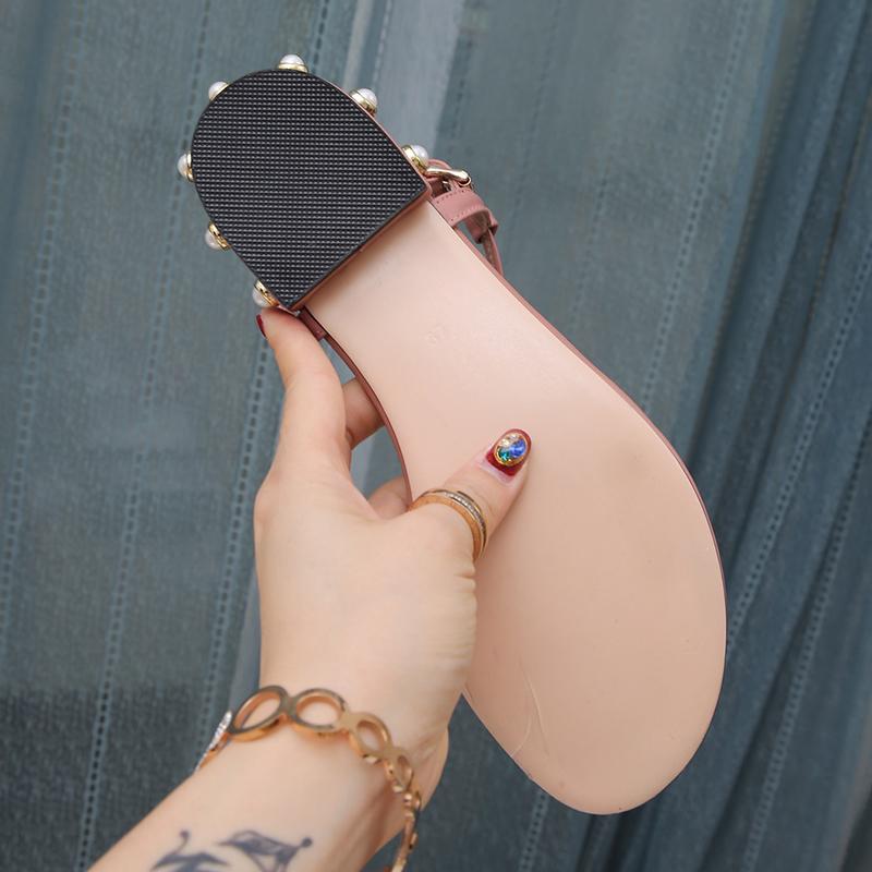 brand Genuine Leather Women Sandals flats Runway Ankle Strap 2cm Flats Shoes Ladies Summer Holiday Beach Sandals Party Shoes