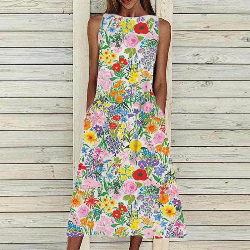 Casual Dresses Floral Print For Women Summer Beach Holiday Dress Round Neck Big Swing Pocket Long Maxi Robe Fete Femme, Brown
Casual Dresses Floral Print For Women Summer Beach Holiday Dress Round Neck Big Swing Pocket Long Maxi Robe Fete Femme, Brown