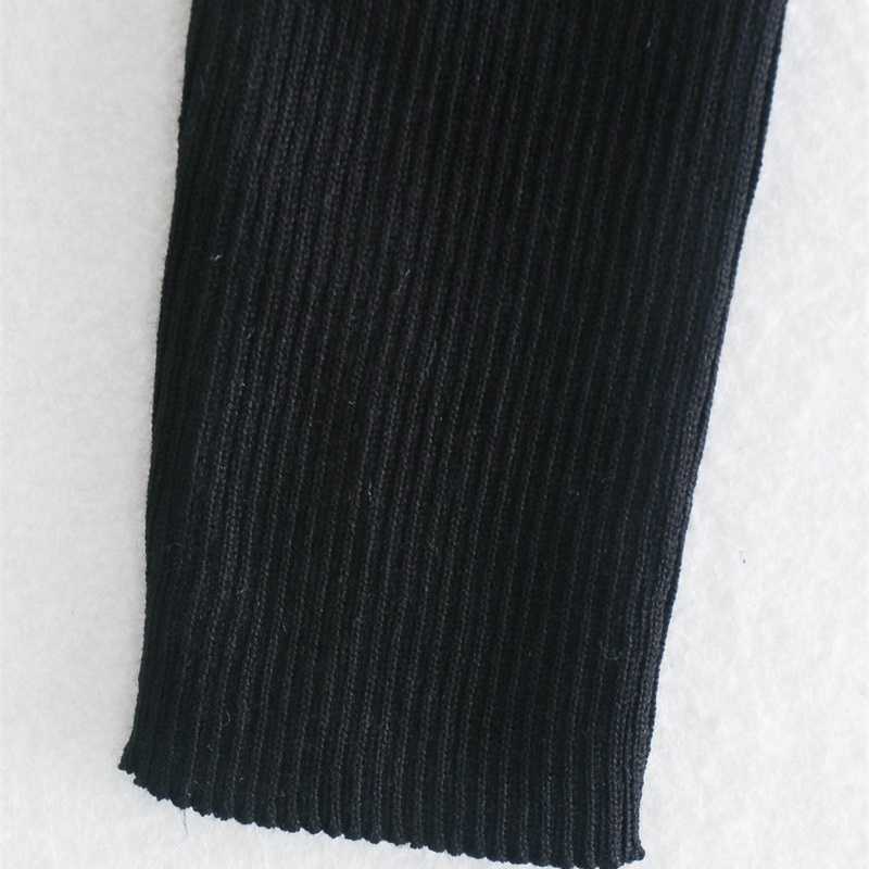 TRAF Women Fashion Strapless Long Sleeve Halter Knit Top Hollow Sweater Streetwear 211011Z