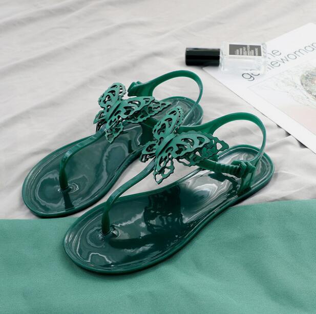Cuddly Summer Green Slides Brazilian 3D Butterfly Women Sandals Crystal Jelly Shoes Lady Beach Flip Flops Sandalias Mujer fa270