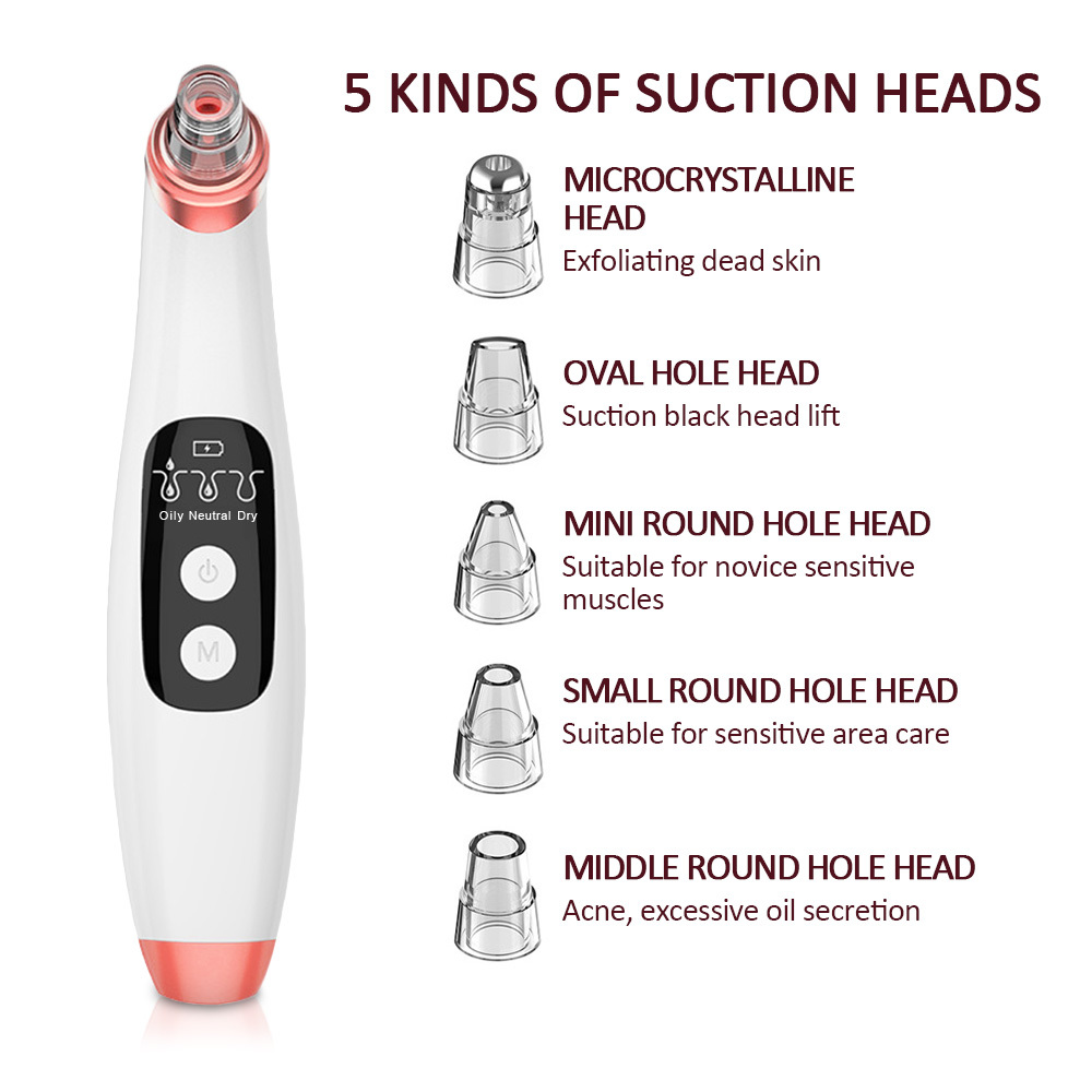 Blackhead Remover with Camera LCD Face Pore Cleaner Nose T Zone Acne Pimple Removal Tool Blackhead Vacuum Suction Skin Care 210304