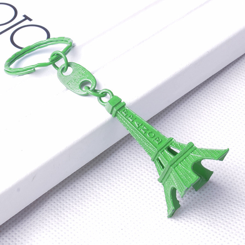 50pcs/lot Paris Eiffel Tower Keychain Mini Eiffel Tower Candy Color Keyring Store Advertising Promotion Service Equipment Keyfob