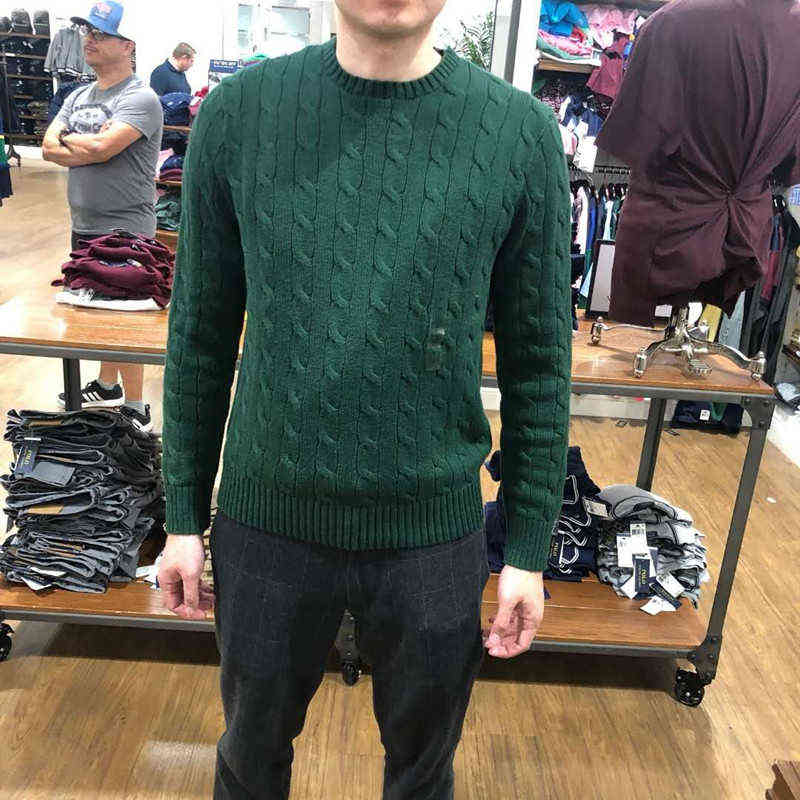 Autumn Winter Men Wool Masculina Ralp Small Horse Pullover Fashion Casual Pull Homme Men's Sweater 211102