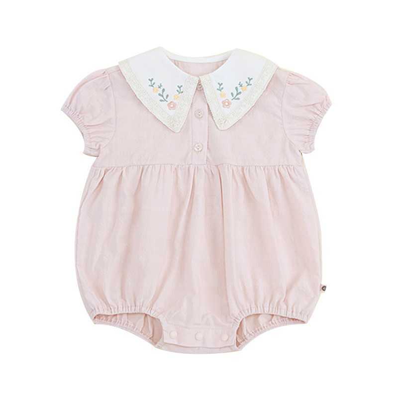 Baby Girl Embroidered Rompers born Korean Style Jumpsuit Infant Cotton Romper Summer Toddler Boutique Clothes 210615