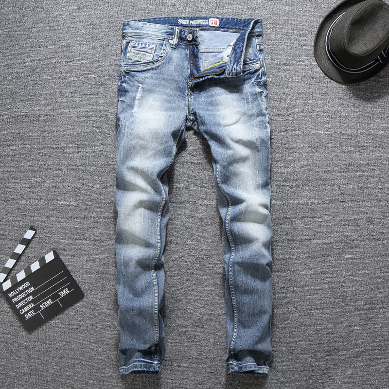 2021 New Italian Vintage Designer Fashion Light Blue Summer Slim Fit Ripped Men Streetwear Hip Hop Pants Classical Jeans 97bw, Light blue color
2021 New Italian Vintage Designer Fashion Light Blue Summer Slim Fit Ripped Men Streetwear Hip Hop Pants Classical Jeans 97bw, Light blue color
