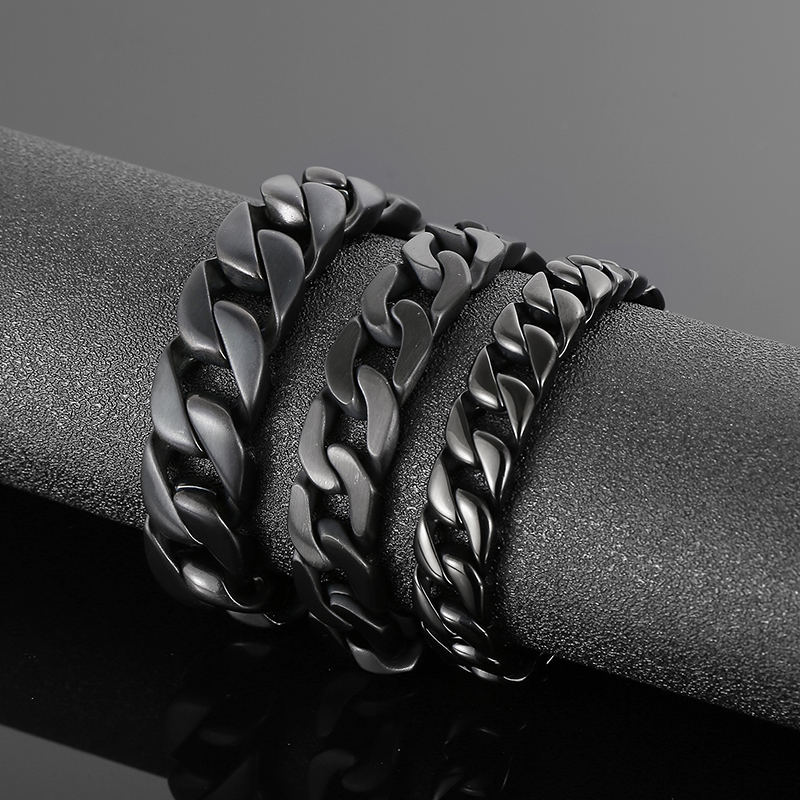 Choose style Boys Men's Bracelet Stainless Steel Vacuum Plating Black Bracelet Hip Hop Trendy Titanium Steel Bracelet Bangle