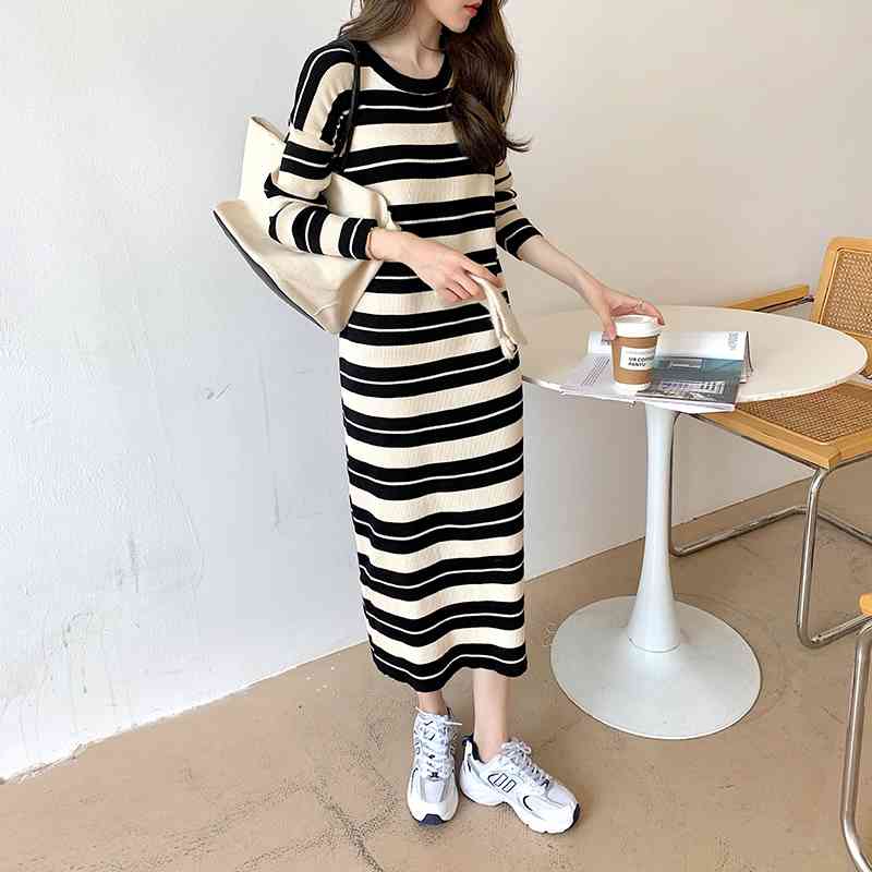 Women Casual Stripe Dress Spring Autumn Long Sleeve Loose Oversize es Ladies Korean Midi 210602, Photo color
Women Casual Stripe Dress Spring Autumn Long Sleeve Loose Oversize es Ladies Korean Midi 210602, Photo color