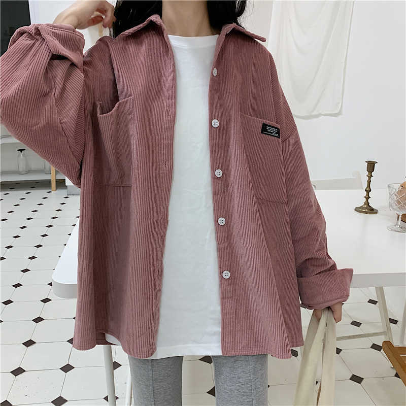 Autumn women's shirt jacket Korea ins Harajuku vintage BF simple long-sleeved solid color fashion loose casual women 210608, Blue
Autumn women's shirt jacket Korea ins Harajuku vintage BF simple long-sleeved solid color fashion loose casual women 210608, Blue