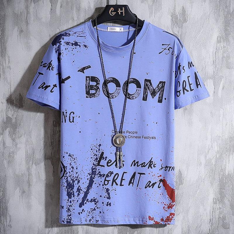2021 Men T-shirt Hip Hop Boom Printed Summer O-NECK Male Casual tshirt Oversize Rock Hip-Hop Hot Style Plus Size 3XL 210225