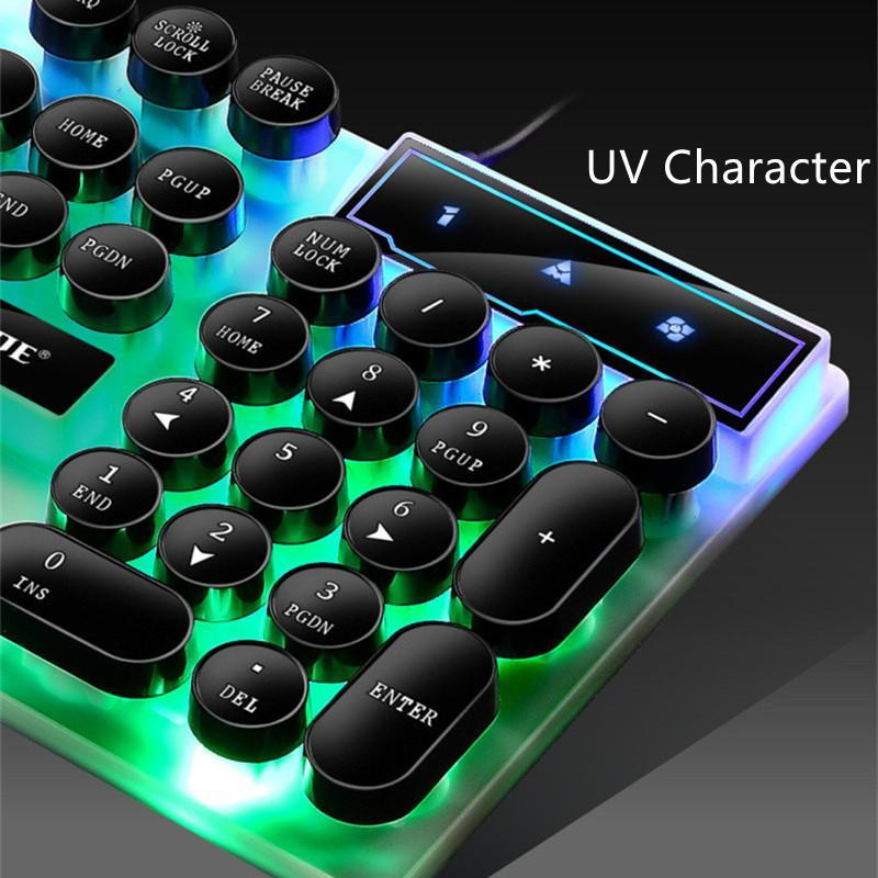 Retro Luminous Keyboard And Mouse Set Manipulator Feel Waterproof Suspension To Do Chicken Game