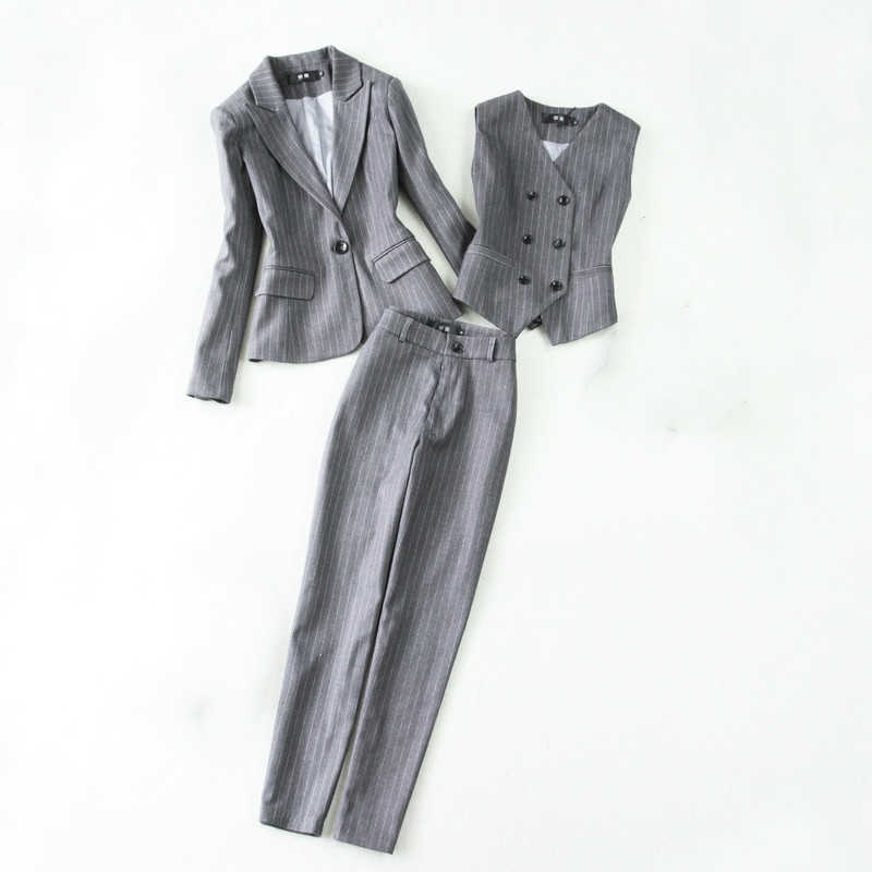 Business Attire Female Three-piece High-end Women' Suit Pants Vest Slim-fit Striped Ladies Jacket Office Work Clothes 210527, 2-piece set
Business Attire Female Three-piece High-end Women' Suit Pants Vest Slim-fit Striped Ladies Jacket Office Work Clothes 210527, 2-piece set