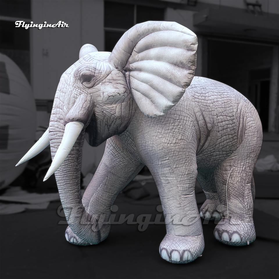 Customized Real Inflatable Elephant 2m Animal Mascot Model Blow Up White Elephant For Parade Show