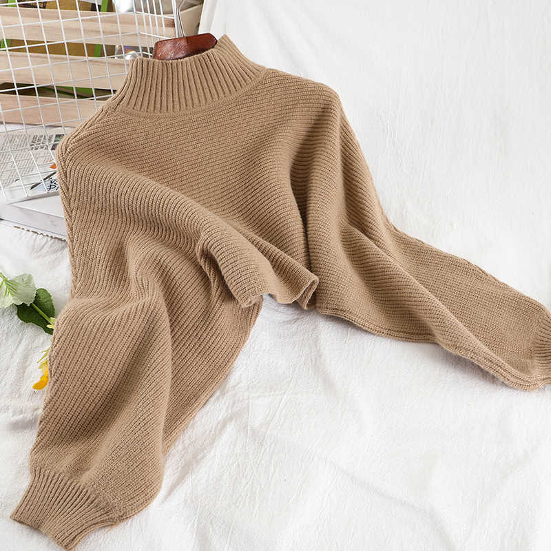 DEAT Women Short Knitted Turtleneck Long Sleeve Top Loose Vest Dress Two Piece Set Fashion Autumn Winter MZ989 210709