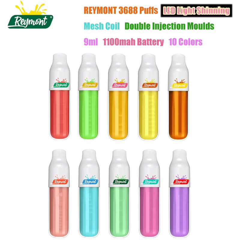 Authentic Reymont 3688 Puffs Bars Plus Disposable Vape E Cigarette 1100mah battery Double Injection Moulds Bigger 9ML Capacity pen Mesh Coil
Authentic Reymont 3688 Puffs Bars Plus Disposable Vape E Cigarette 1100mah battery Double Injection Moulds Bigger 9ML Capacity pen Mesh Coil