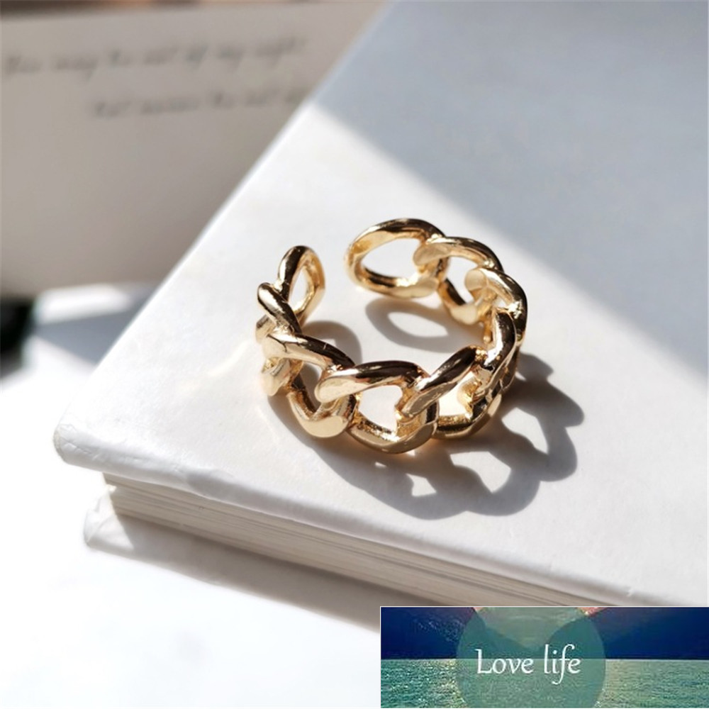 Simple Design Silver Color Metal Chain Open Ring For Women Hiphop Round Hollow Finger Rings Hipster Party Fashion Jewelry A964 Factory price expert de
