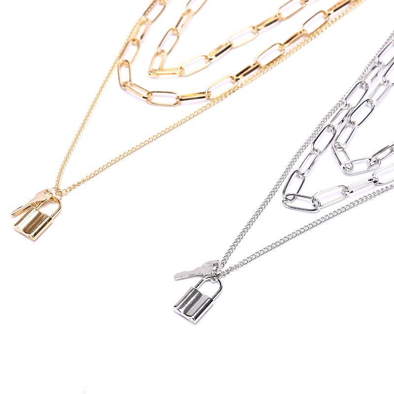 Pendant Necklaces Padlock Chain Necklace Couple Jewelry Gift Multi Layer Lover Lock Choker
Pendant Necklaces Padlock Chain Necklace Couple Jewelry Gift Multi Layer Lover Lock Choker