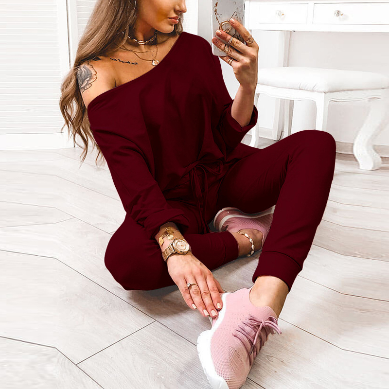 2021 New Hot Casual Tracksuit Two Piece Set Tops + Pants Outfits Off Shoulder Shirt Fall Clothes for Women Sexy 2 Peice Sets 55f7, Black
2021 New Hot Casual Tracksuit Two Piece Set Tops + Pants Outfits Off Shoulder Shirt Fall Clothes for Women Sexy 2 Peice Sets 55f7, Black