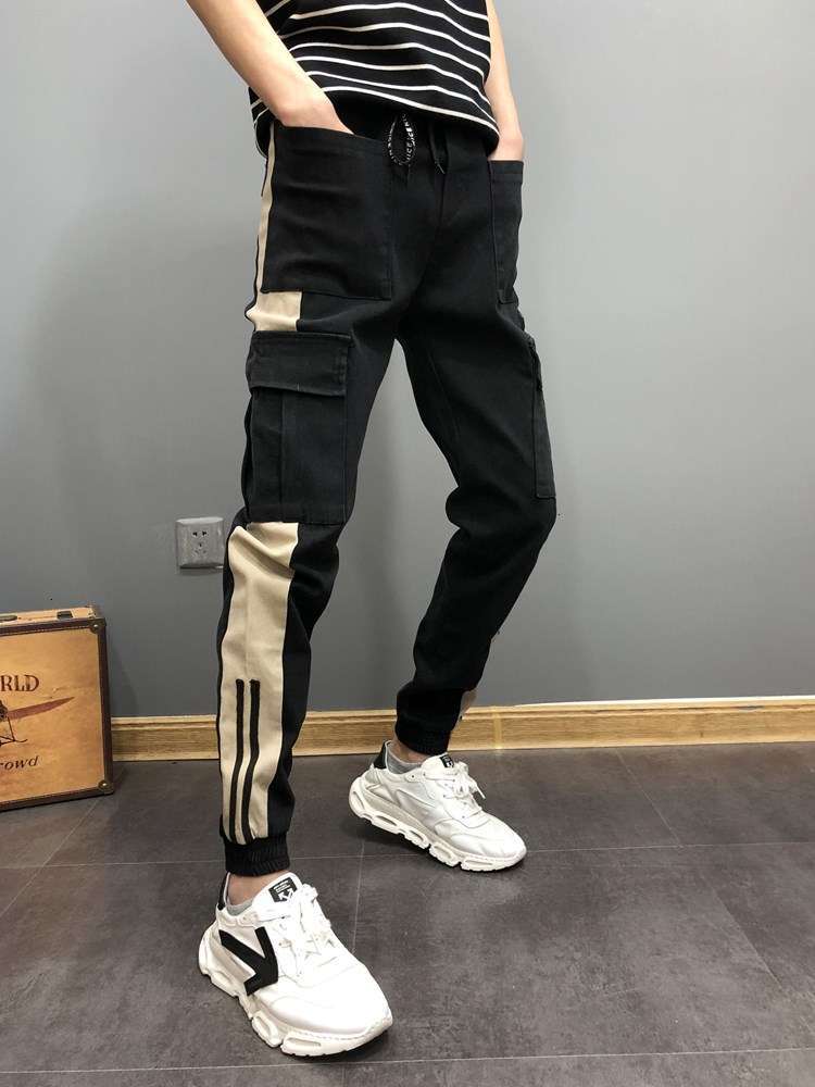 Trendy brand overalls men's spring versatile jeans youth color matching casual Capris men's pants, Blue
Trendy brand overalls men's spring versatile jeans youth color matching casual Capris men's pants, Blue