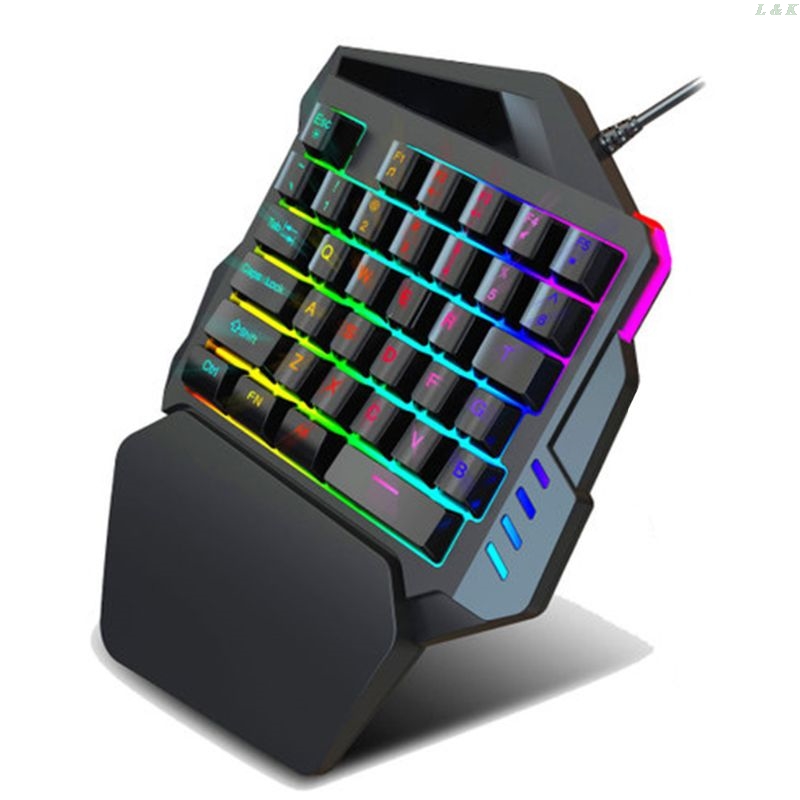 One-Handed Keyboard Portable Color Backlit One Hand Mechanical Gaming Keyboard 667C