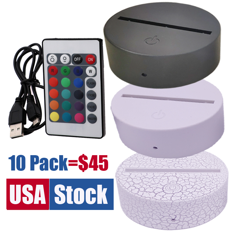 USA Stock RGB Lights LED Lamp Base for 3D Illusion Lamp 4mm Acrylic Light Panel AA Battery or DC 5V USB 3D nights lights
USA Stock RGB Lights LED Lamp Base for 3D Illusion Lamp 4mm Acrylic Light Panel AA Battery or DC 5V USB 3D nights lights