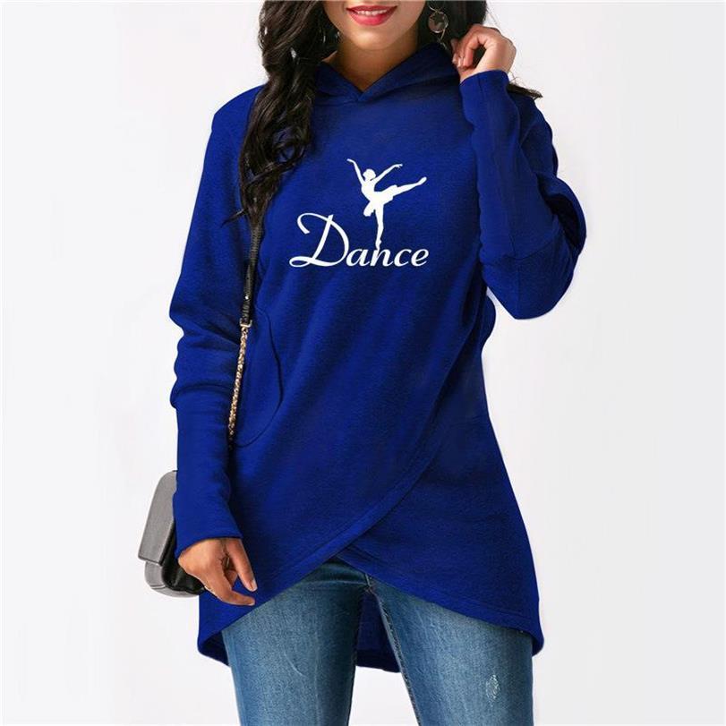 Hoodies For Women Dance Girl Letters Print Split Hoodies Women Sweatshirts Femmes Cute Pattern Pockets Comfortable Autumn 201102