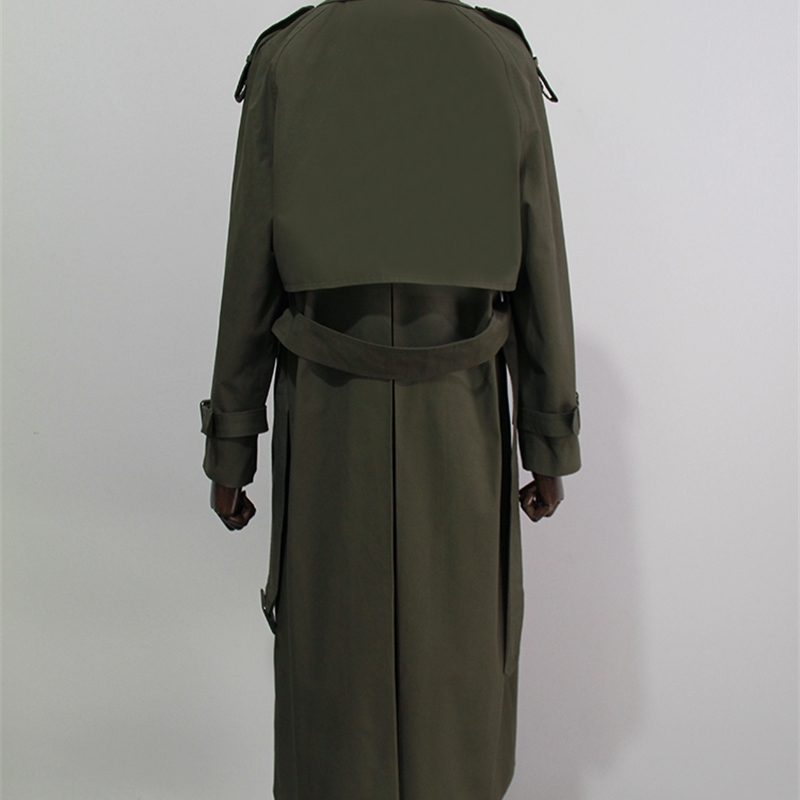 New Fashion Fall Autumn Casual Double Breasted Turn Down Collar Classic Long Trench Coat With Belt Chic Female Windbreaker 210218