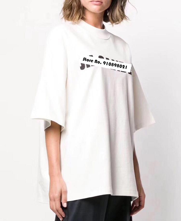Women T-shirt Fashionable Fresh Letter Printing White Loose Short-sleeved Mid-length Men and Women Couple T-shirt 210302