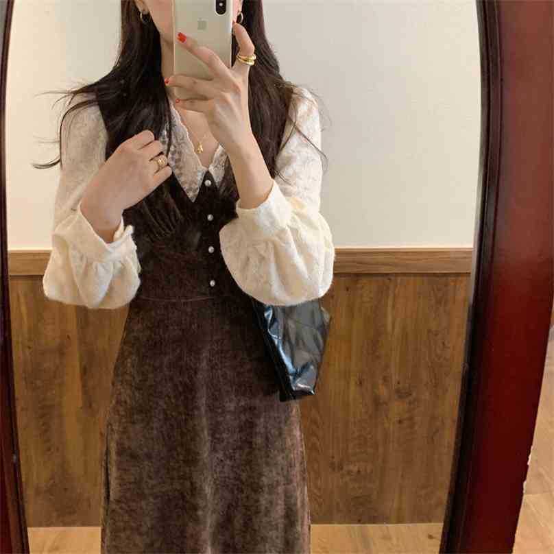 Gentle Lady Fashion Velvet Patchwork Sale Lace Feminine Chic A-line Women Elegance Long Dresses Vestidos 210525, Coffee
Gentle Lady Fashion Velvet Patchwork Sale Lace Feminine Chic A-line Women Elegance Long Dresses Vestidos 210525, Coffee