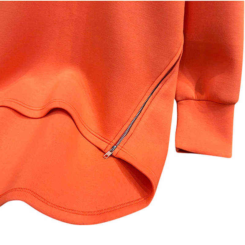 Womens Hoodies Sweatshirt Autumn Korean Thin Long Sleeve Side Zipper Harajuku Loose Oversized Pullovers Female Sudadera Mujer 211108