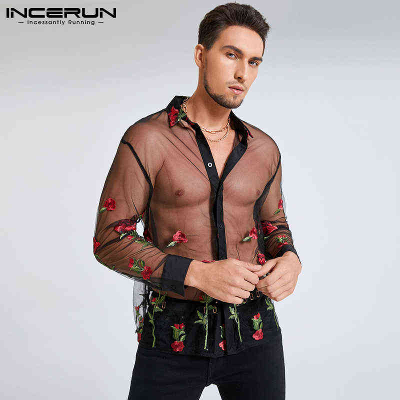 2021 Men Mesh Shirt Transparent Rose Embroidered Streetwear Party Nightclub Tops Lapel Sexy Fashion Long Sleeve Camisas INCERUN H1210, White;black
2021 Men Mesh Shirt Transparent Rose Embroidered Streetwear Party Nightclub Tops Lapel Sexy Fashion Long Sleeve Camisas INCERUN H1210, White;black