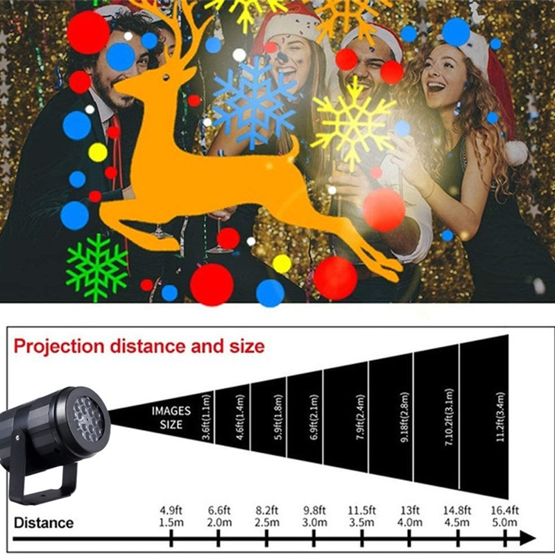 20 Patterns New Year Christmas Decoration LED Effects Laser Projector Light Snowflake Elk Projection Lamp Stage Indoor Lighting Decor D0.5