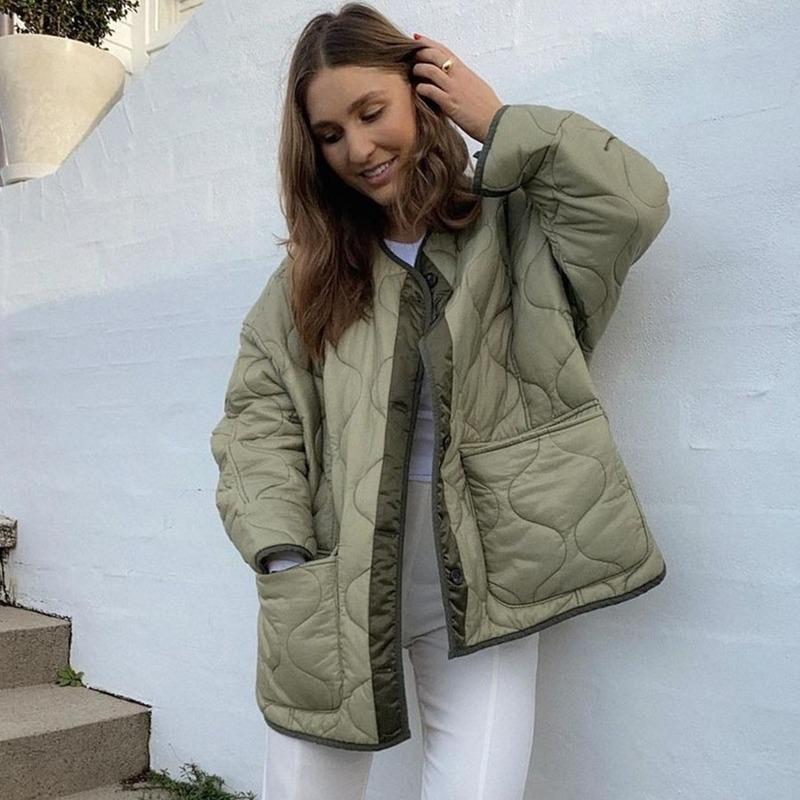 Women's Down & Parkas Quilted Coats Women Fashion 2021 Winter Green Jackets Warm Padded Casual Outwear Loose Oversized Autumn