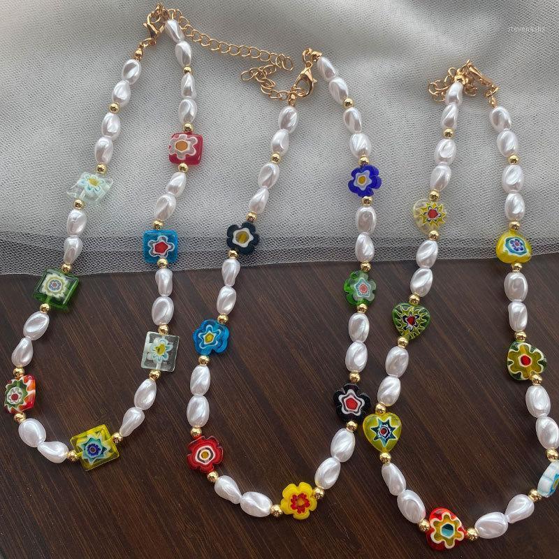 Chains Fashion Colorful Colored Glaze Flower Round Bead Necklace Female Wild Candy Color Beaded Clavicle Chain
Chains Fashion Colorful Colored Glaze Flower Round Bead Necklace Female Wild Candy Color Beaded Clavicle Chain