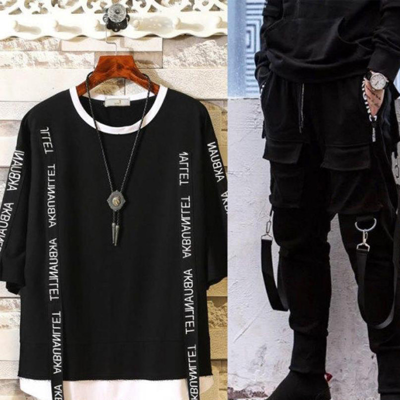 Two-piece suit long sleeve sweatshirt overalls men hip-hop loose jacket Tops clothes Tops and pants Sweatpants Set for Boys 201210
