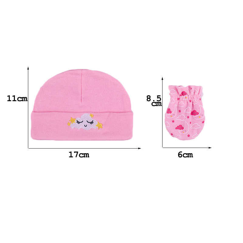 Unisex Baby Hats+Gloves Cotton Baby Accessories born Fitted Baby Boys Girls Sets Cute Headwear Nightcap Sleep 211023