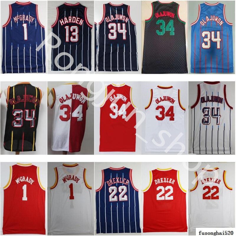 Retro Vintage Classic Basketball Jerseys Men Hakeem Olajuwon 34 Clyde Drexler 22 Tracy 1 McGrady 13 Harden Jersey Red White Blue Size S, As picture 
Retro Vintage Classic Basketball Jerseys Men Hakeem Olajuwon 34 Clyde Drexler 22 Tracy 1 McGrady 13 Harden Jersey Red White Blue Size S, As picture