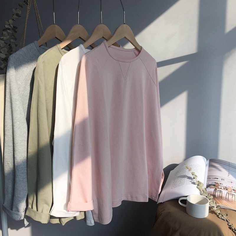 Long Sleeve Cotton T Shirt Women Autumn Winter Loose Casual Tee Top Woman Thick Basic Tee Shirt Girls T200319