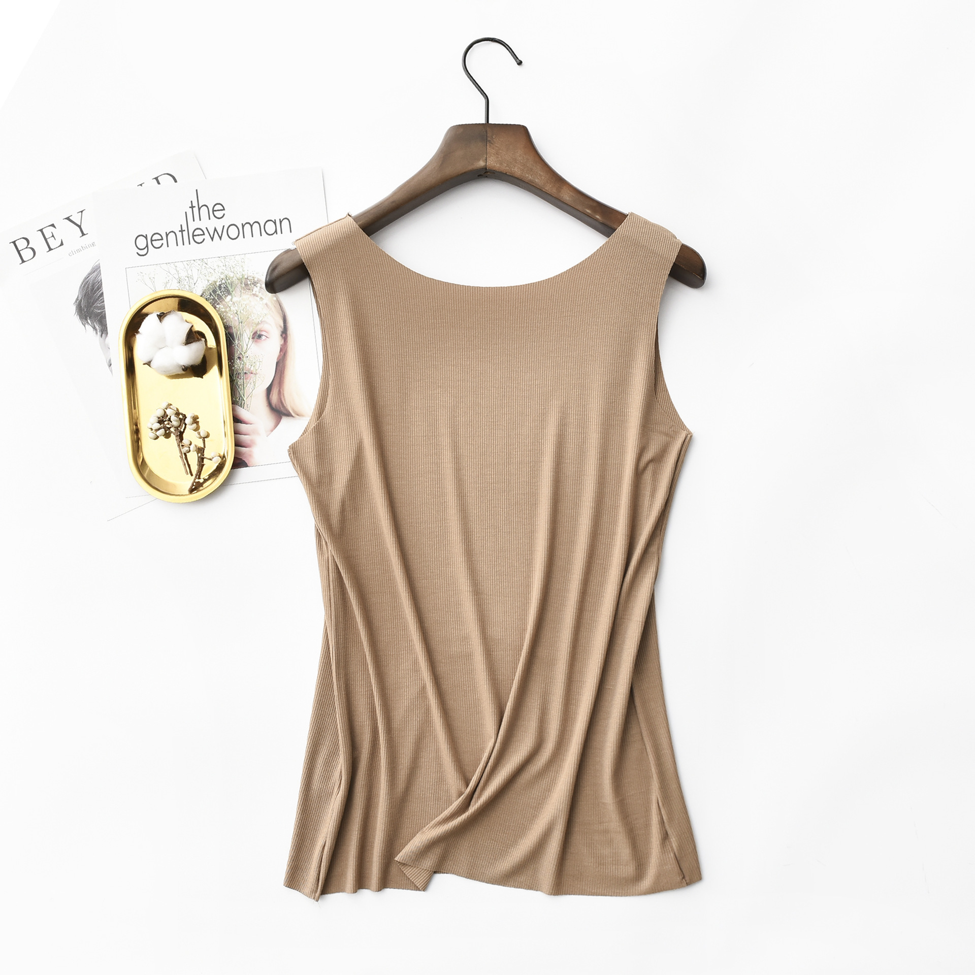 Spring Summer Tank Tops Women Sleeveless Round Neck Loose T Shirt Ladies Vest Singlets Camisole Cotton Rib Slim Ladies Thin Vest 210308