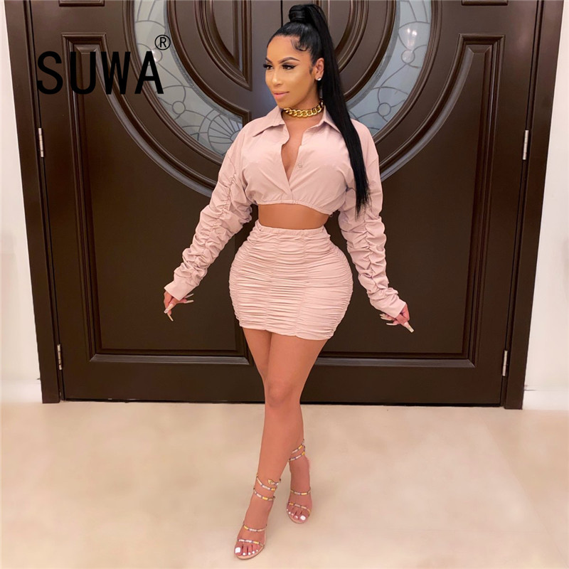 Sweet Girls Women Solid Pleated Two Piece Sets Selling Lady's Turn Down Collar Stacked Sleeve Crop Tops Bodycon Skirts 210525, Pink
Sweet Girls Women Solid Pleated Two Piece Sets Selling Lady's Turn Down Collar Stacked Sleeve Crop Tops Bodycon Skirts 210525, Pink