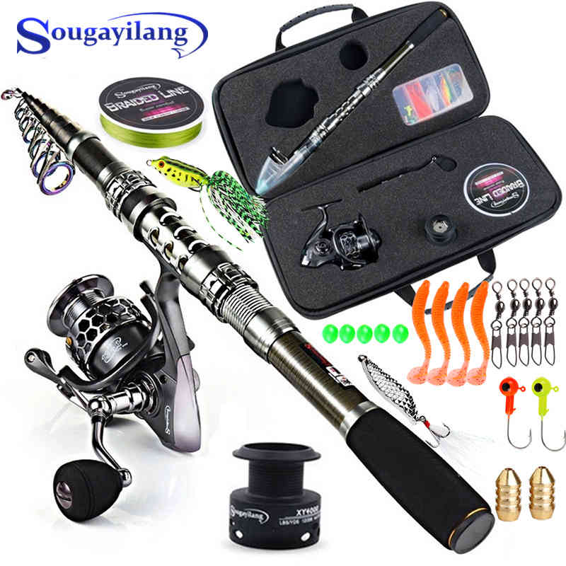 Sougayilang and Combo Telescopic Rod Spinning Reel with Free Spool Fishing Hooks Lure Line Bag Full Kit
Sougayilang and Combo Telescopic Rod Spinning Reel with Free Spool Fishing Hooks Lure Line Bag Full Kit